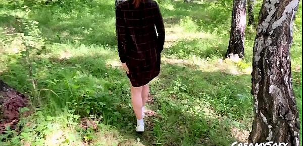  Fucked a youngster in the forest and cum in her panties - CreamySofy